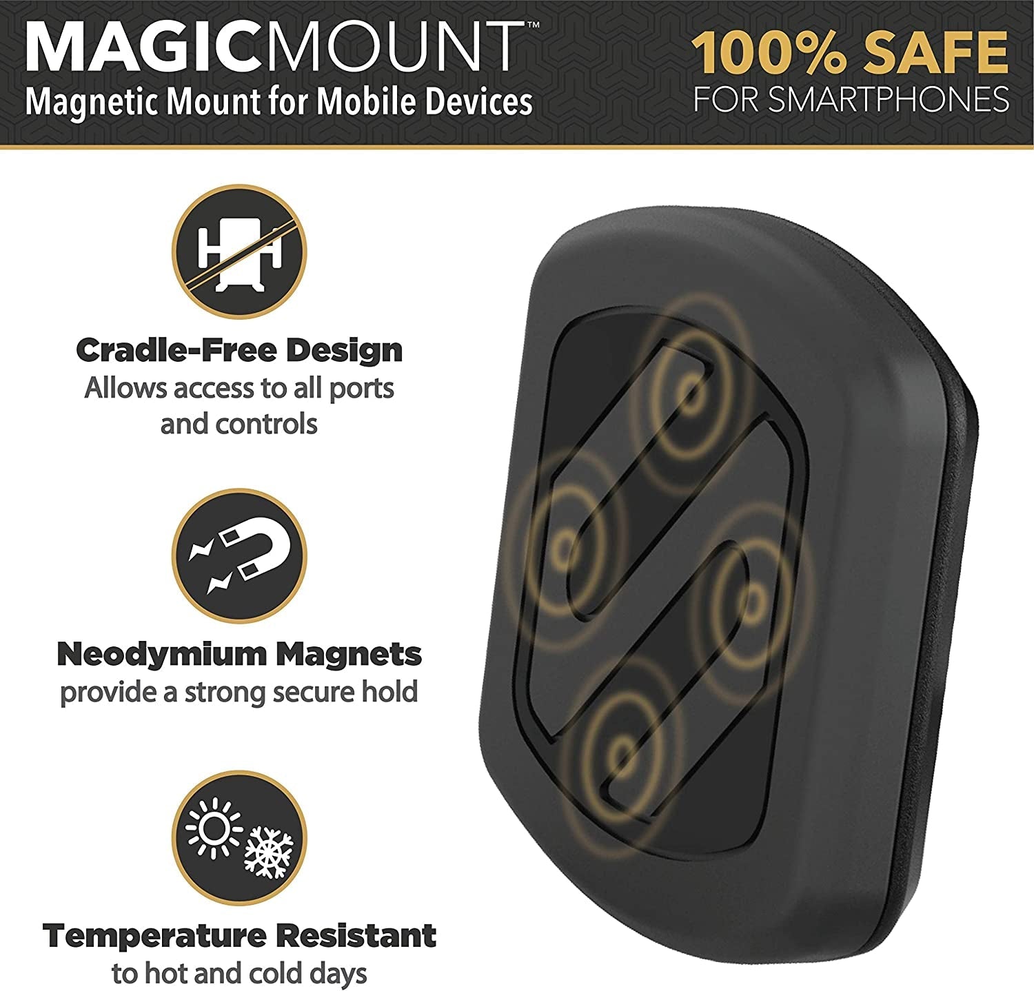 MWSM2PK-UB Magicmount Magnetic Car Phone Holder Mount with Suction Cup - 360 Degree Adjustable Head, Universal with All Devices - Suction Mount - Pack of 2
