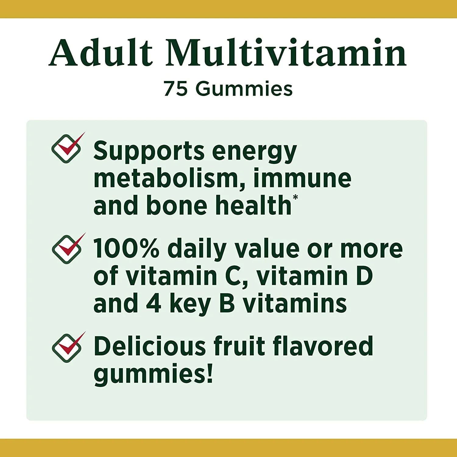 Adult Multivitamin Gummies 75 Each (Pack of 3)