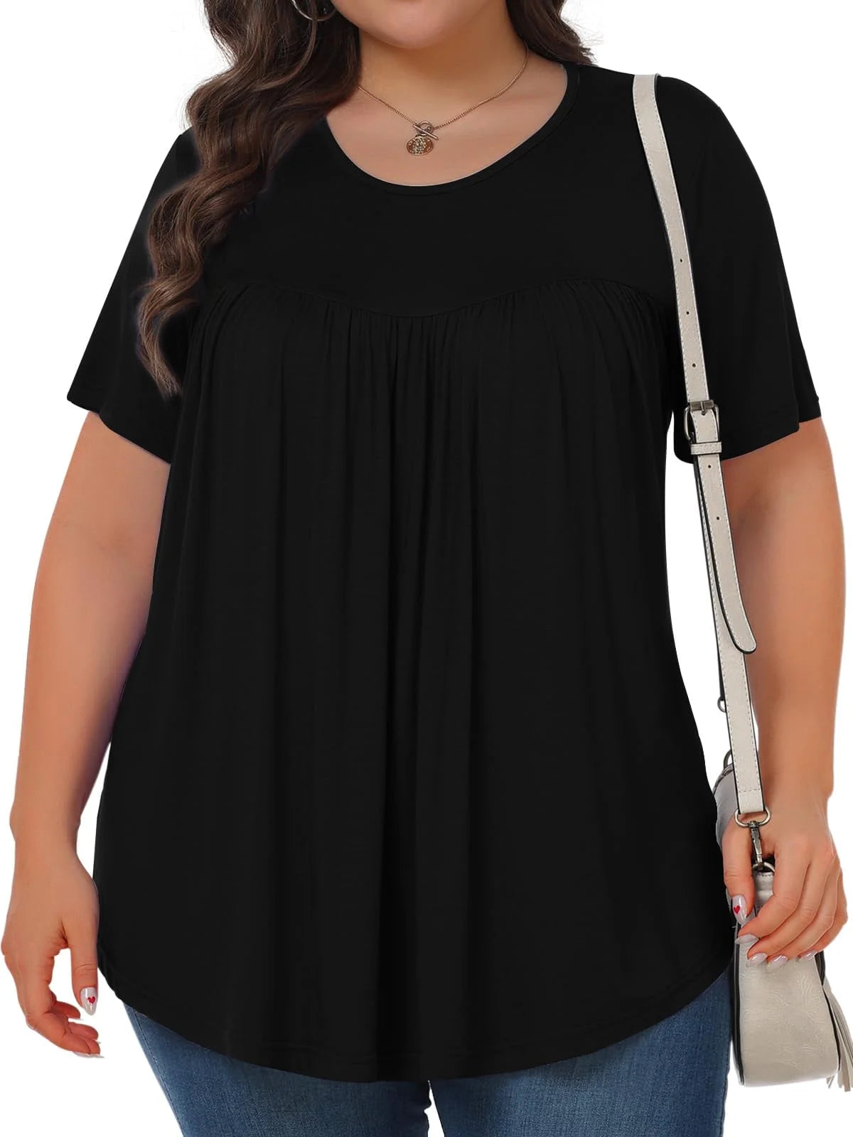 Womens plus Size Tops Tunic Short Sleeve Shirts Floral Blouses Loose Summer Tops